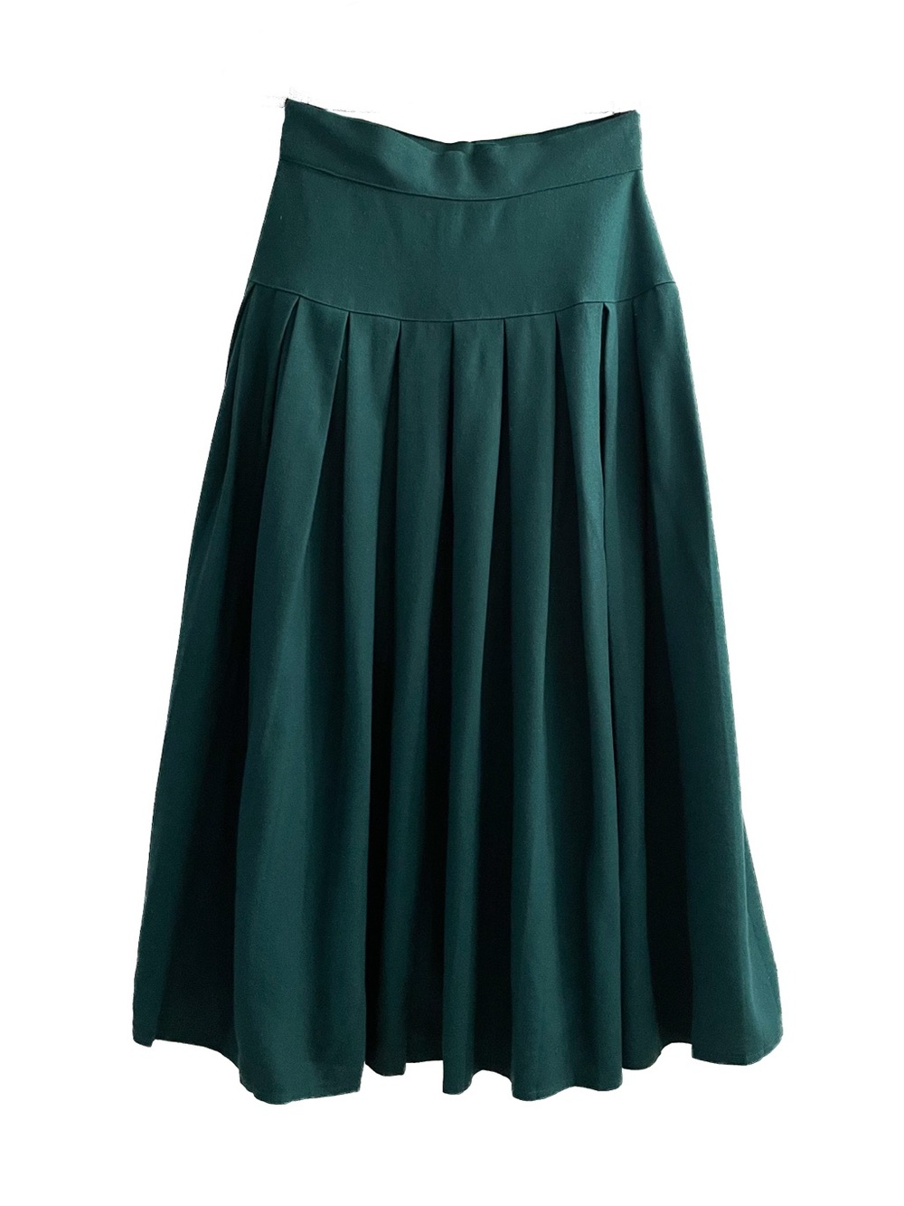 💚 Vintage 100% Wool Drop Waist Midi Skirt in Emerald Green 💚